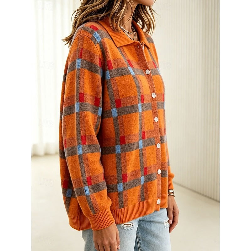 Sophia | Plaid Button Cardigan
