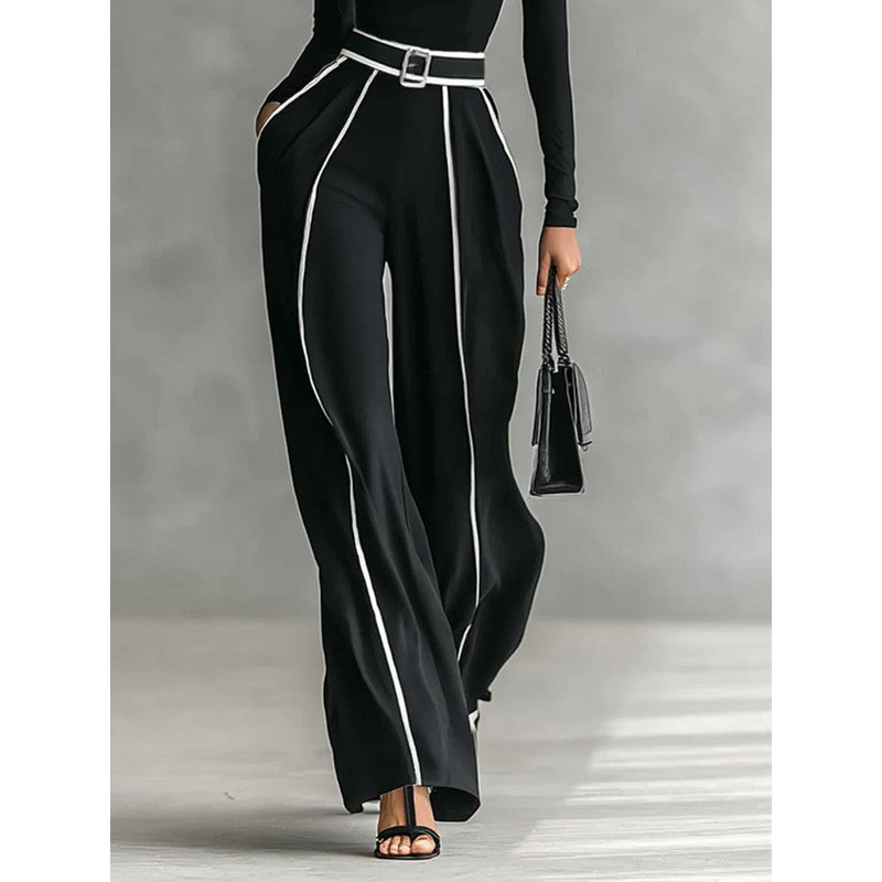 Vera | High-Collar Top and Wide-Leg Pants Set