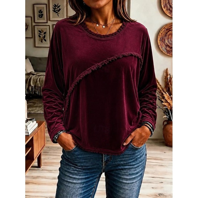 Danika | Fringe-Trim Relaxed Tunic Top