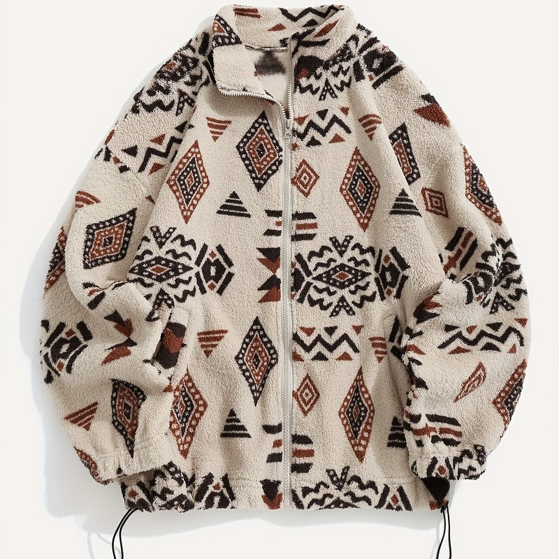 Carmen | Geometric Pattern Zip-Up Jacket