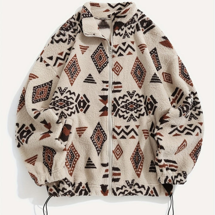 Carmen | Geometric Pattern Zip-Up Jacket
