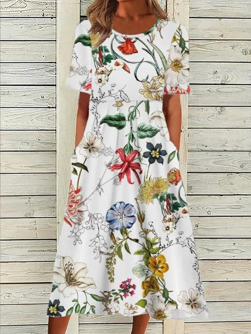 Jacqueline | Midi-jurk met bloemenprint
