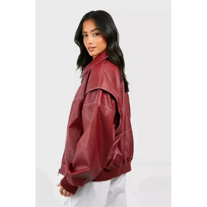 Renée | Oversized Point-Collar Bomber Jacket