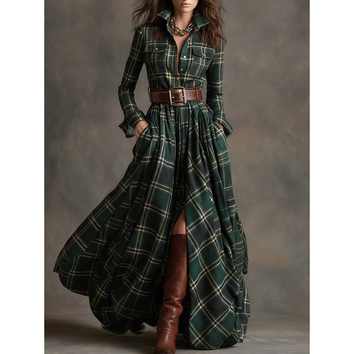 Beatriz | Plaid Belted Maxi Dress