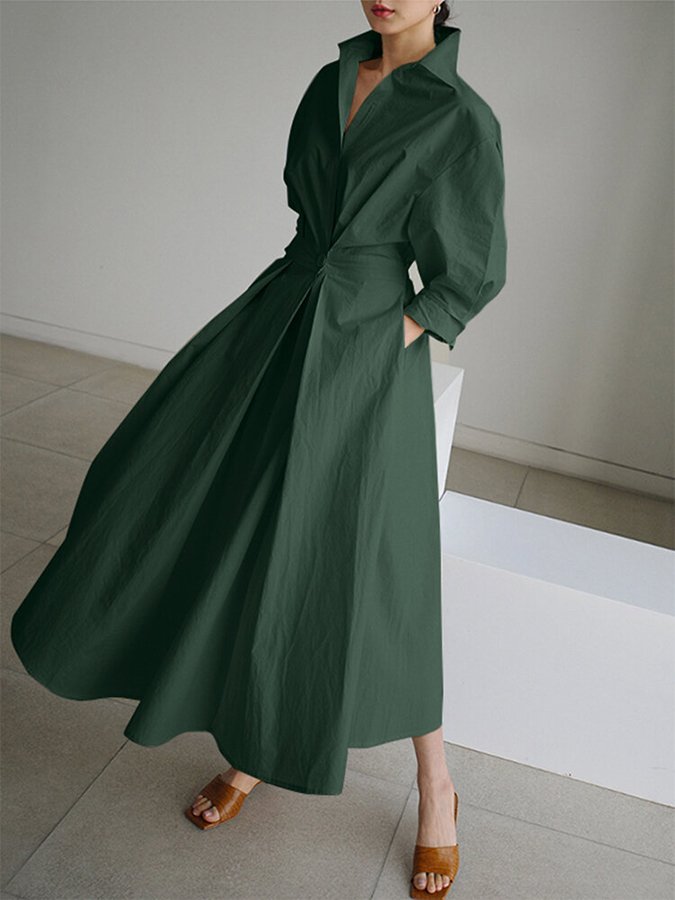 Brynn | Abito lungo elegante a trapezio con colletto da polo