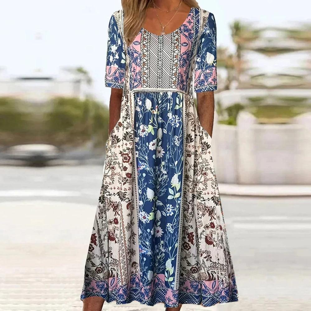 Joanna | Μίντι φόρεμα με boho μοτίβο