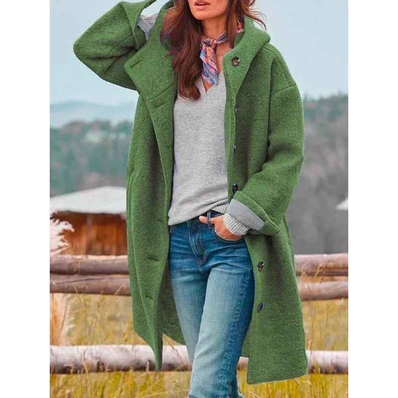 Sophia | Longline Hooded Button-Front Coat