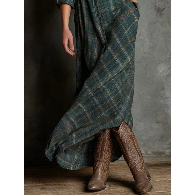 Valentina | Collared Plaid Maxi Dress