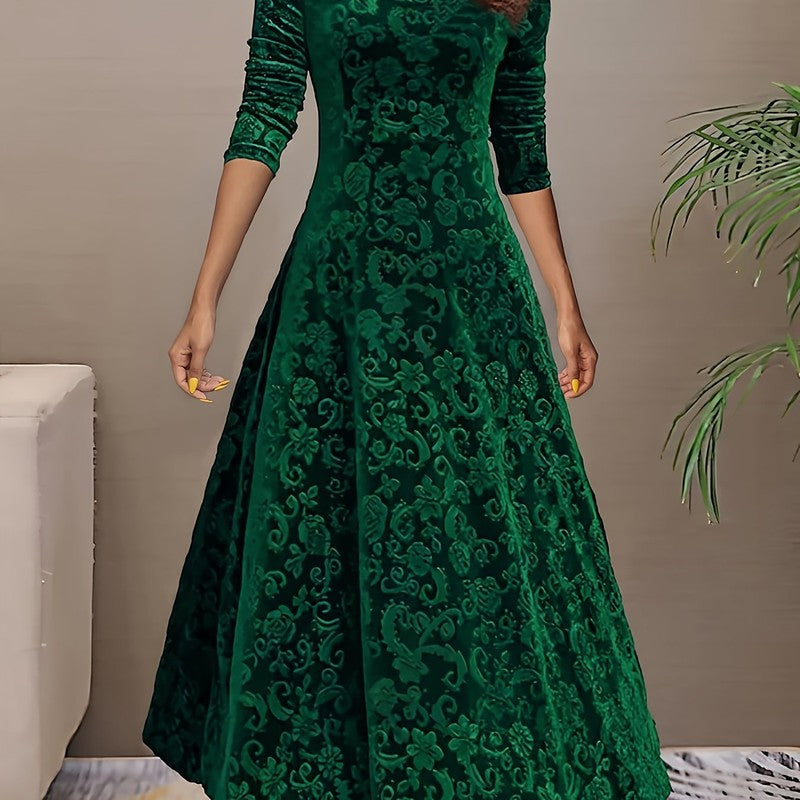 Adeline | Long-Sleeve Floral Midi Dress