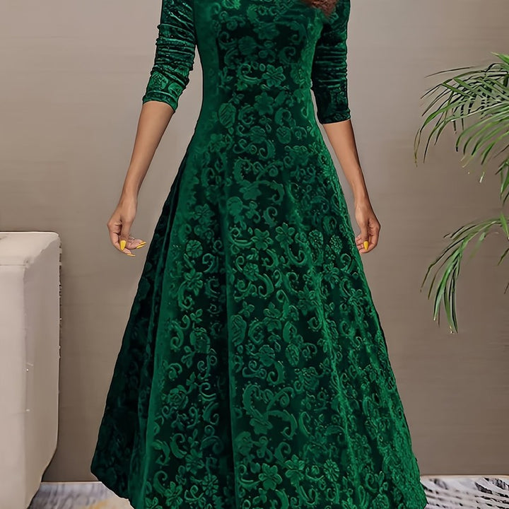 Adeline | Long-Sleeve Floral Midi Dress