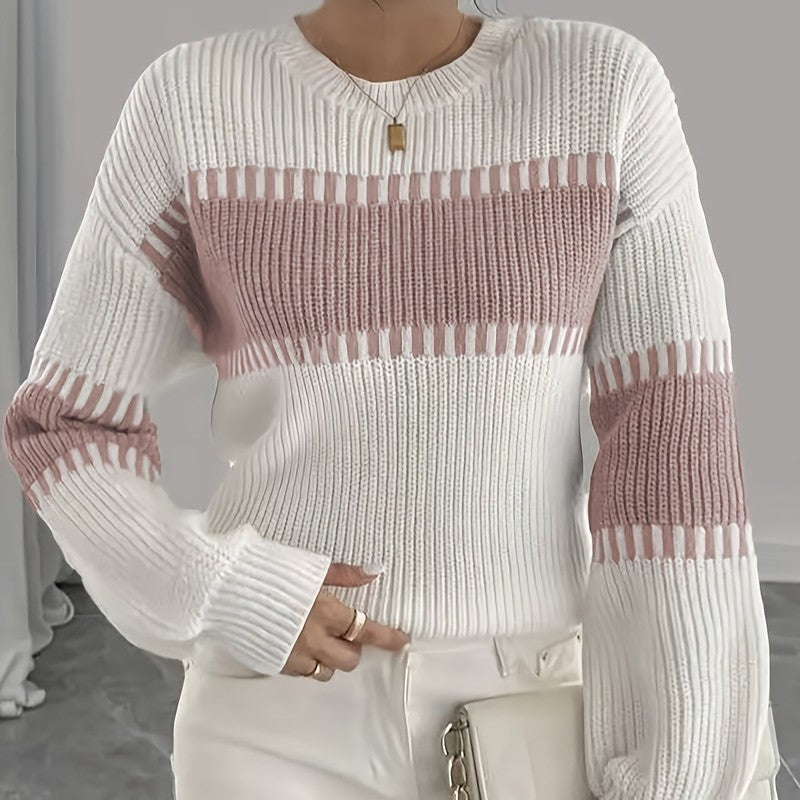 Clara | Colour-Block Striped Cropped Pullover