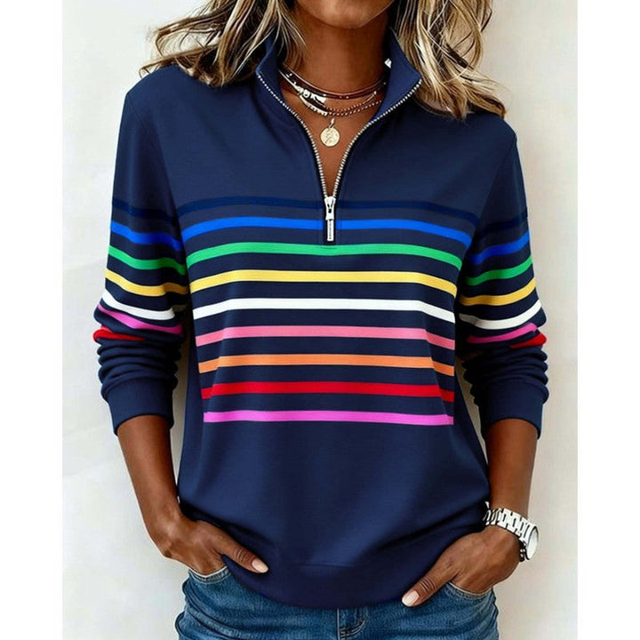 Ellie | Multicolor Stripe Quarter-Zip Sweater