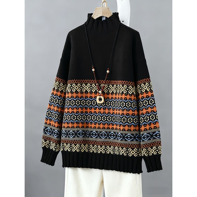 Thea | Vintage Jacquard Geometric Pullover