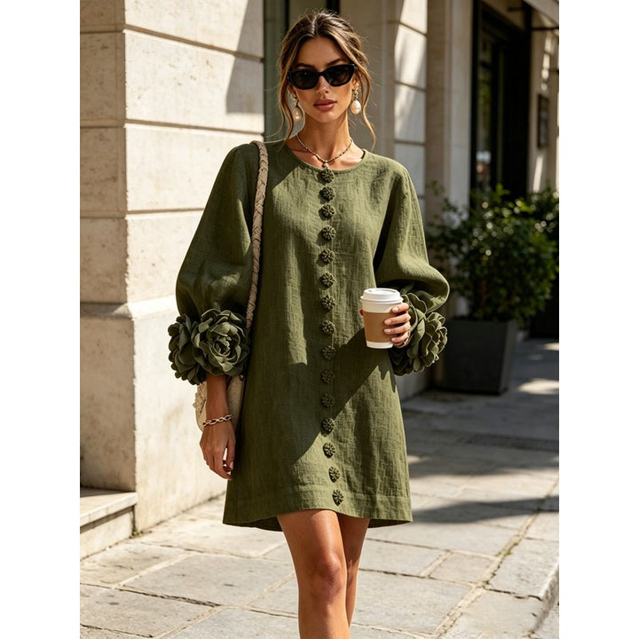 Anita | Floral Appliqué Cuffs and Button Front