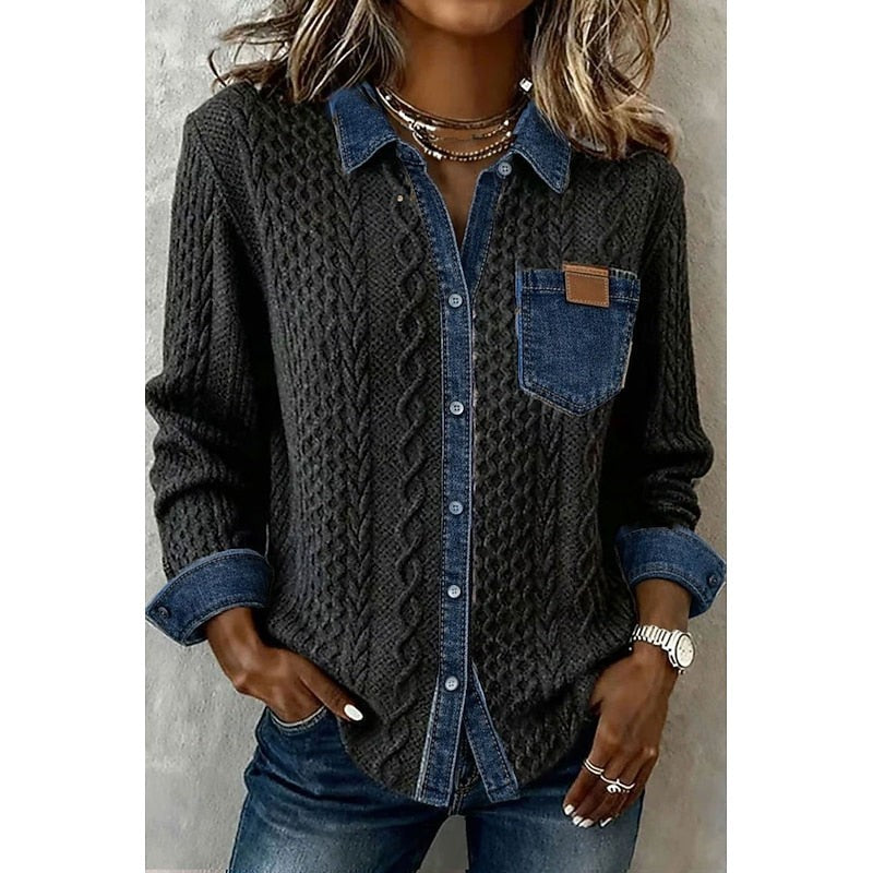 Colette | Contrast Panel Button-Up Shirt