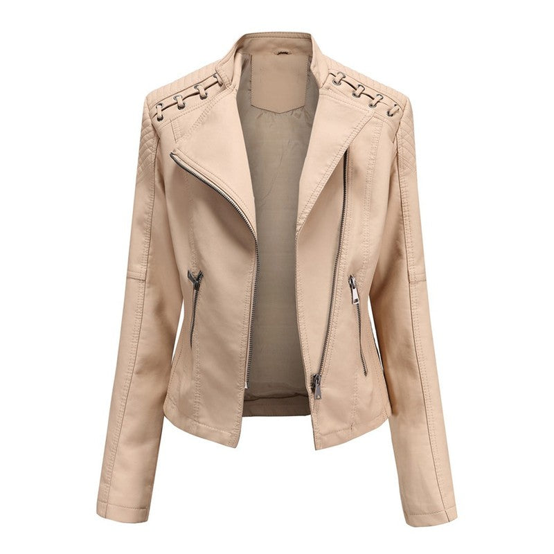 Jessica | Motojack met ruitvormige doorgestikte details