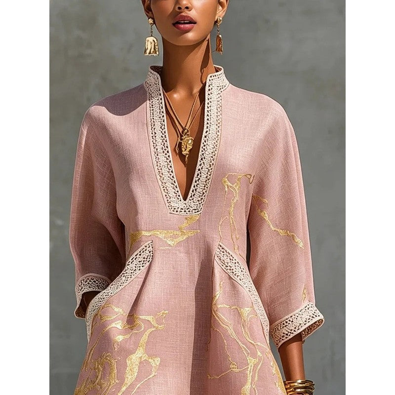 Elodie | V-Neck -Trim Mini Dress