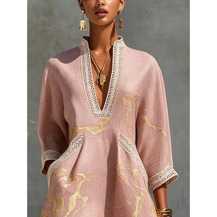 Elodie | V-Neck -Trim Mini Dress