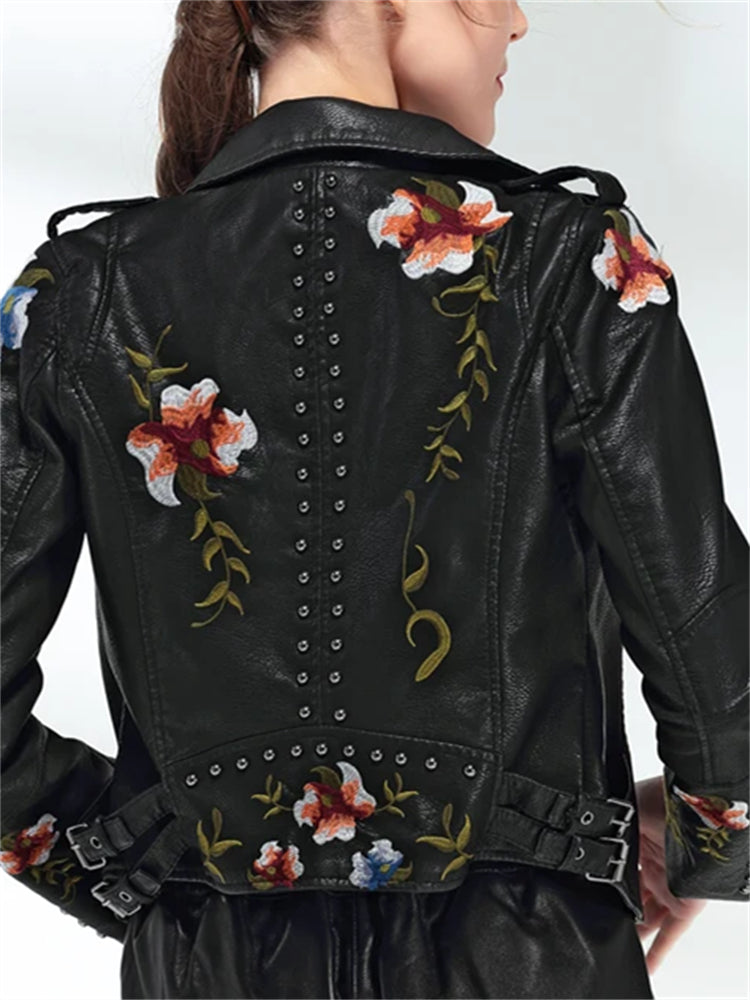 Evangeline | Γυναικείο κεντημένο μπουφάν biker