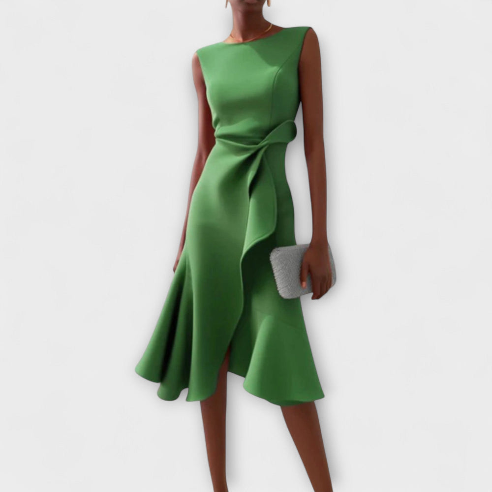Scarlett | Abito midi asimmetrico drappeggiato