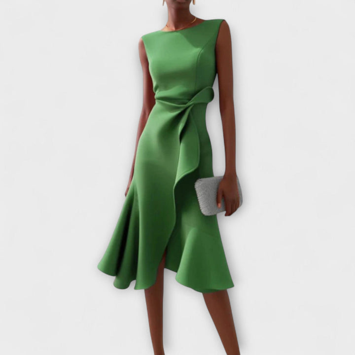 Scarlett | Abito midi asimmetrico drappeggiato
