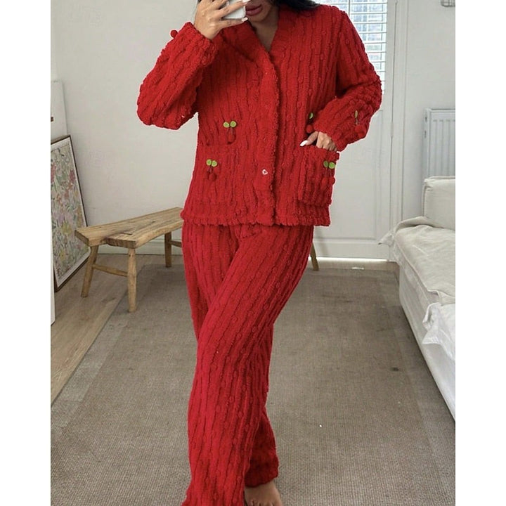 Maribel | Two-Piece Lounge Set with Cherry Appliqués