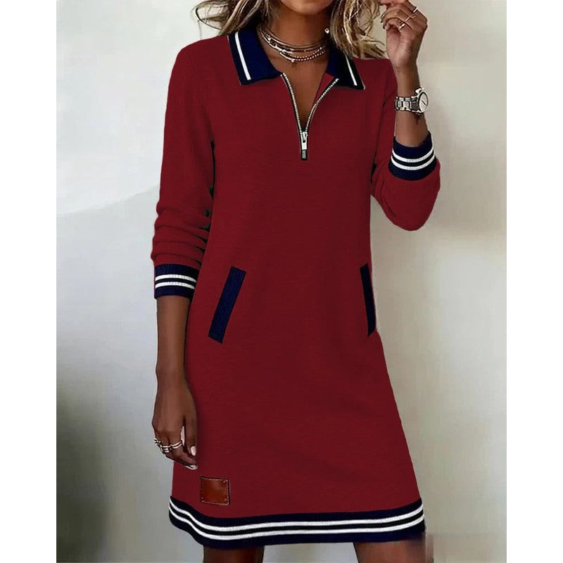 Rosalind | Striped Zip-Front Polo Dress