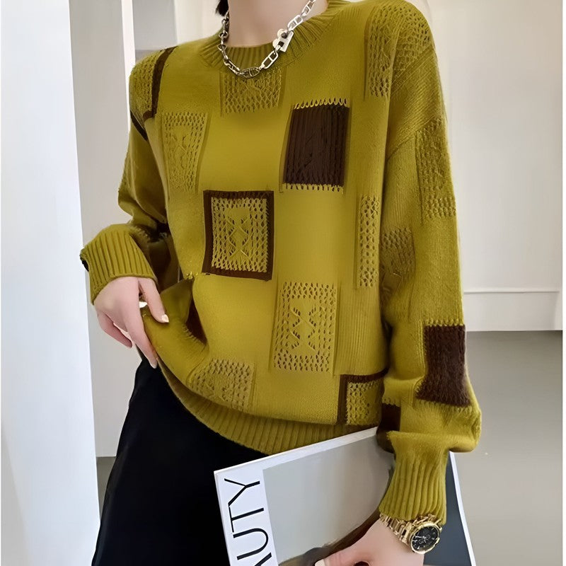 Zaydeanne | Maglione in maglia morbida effetto patchwork