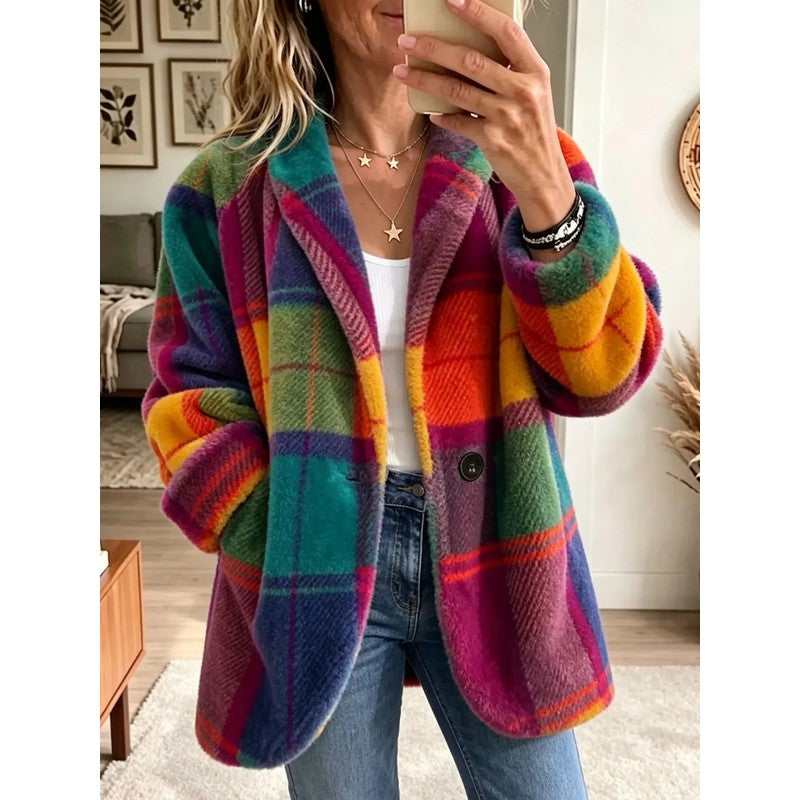 Joanne | Bold Color-Block Open Front Coat