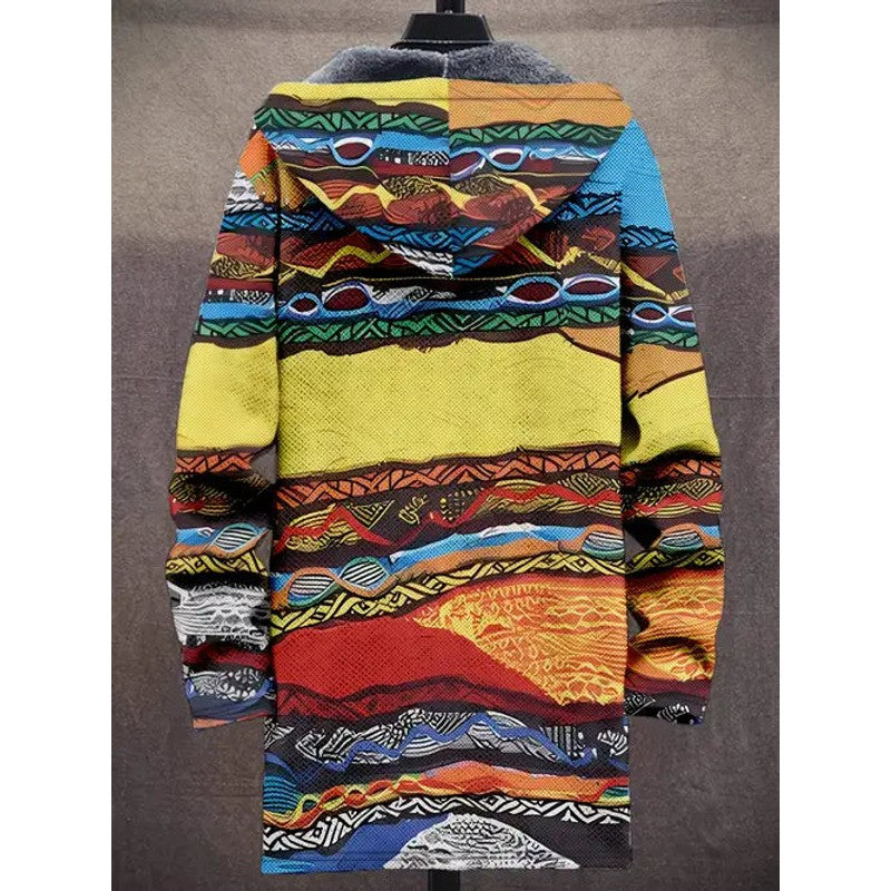Tallulah | Bohemian Art-Print Hooded Coat