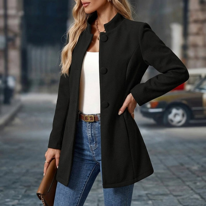 Evelyn | Long Collarless Coat