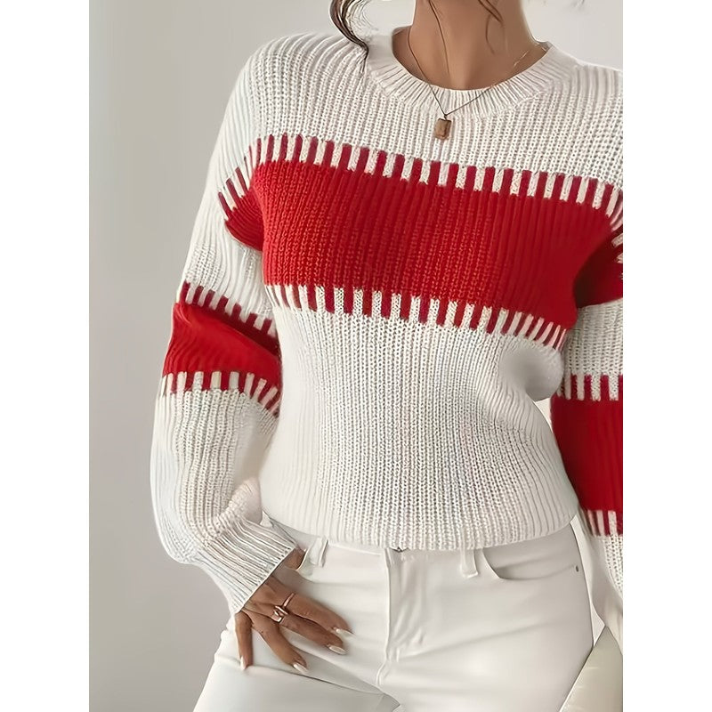Clara | Colour-Block Striped Cropped Pullover
