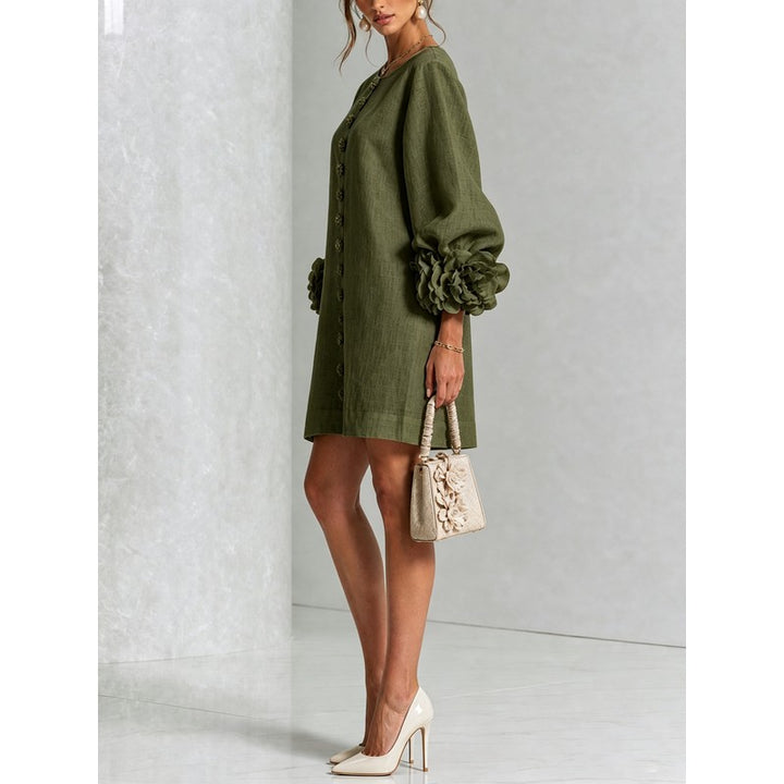 Anita | Floral Appliqué Cuffs and Button Front