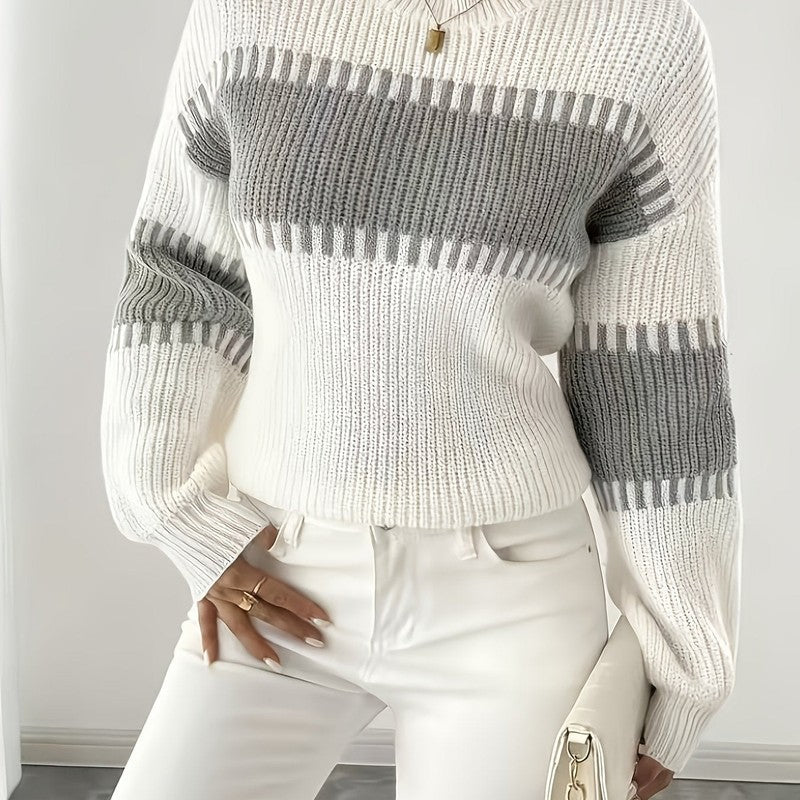 Clara | Colour-Block Striped Cropped Pullover