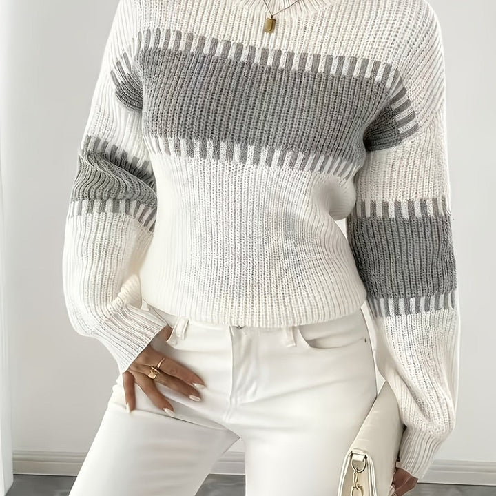 Clara | Colour-Block Striped Cropped Pullover