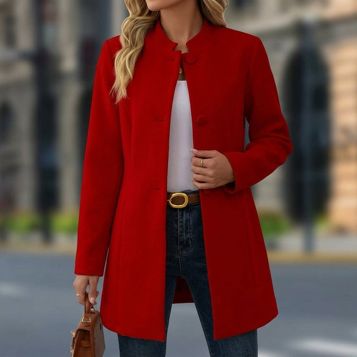 Evelyn | Long Collarless Coat