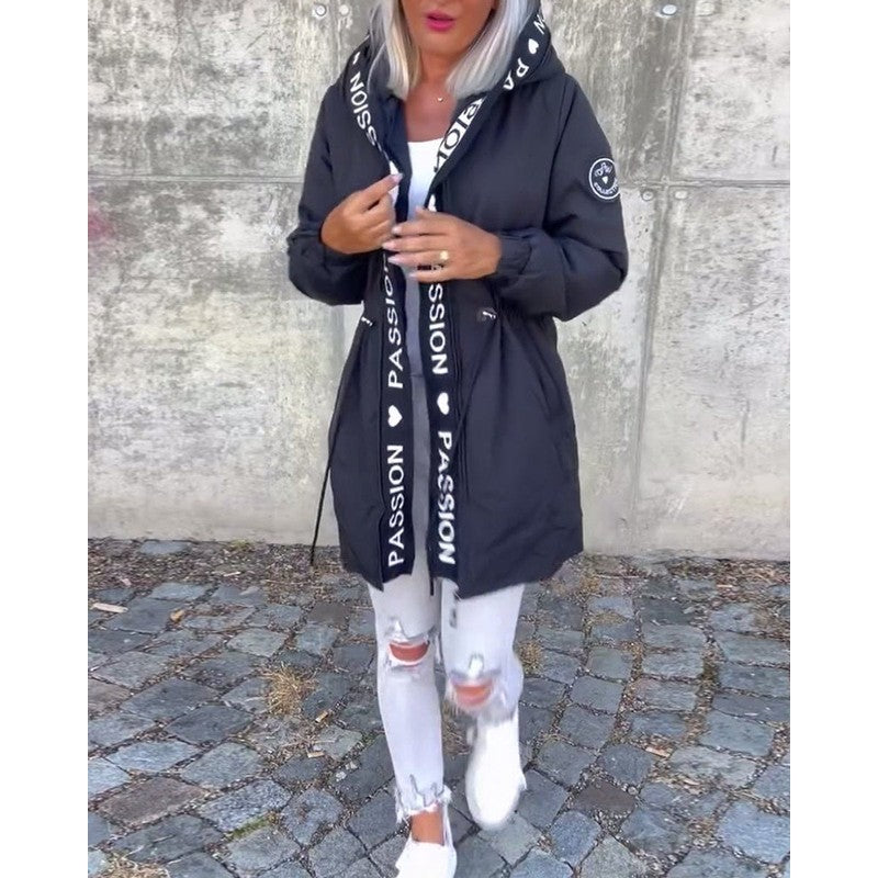 Camila | Hooded Drawstring Midi Parka Coat