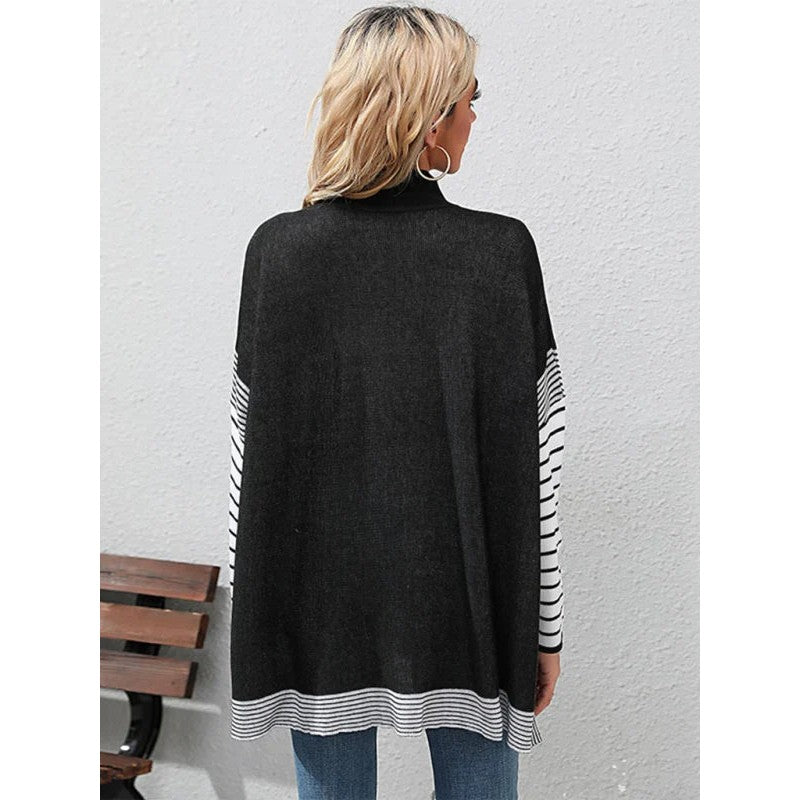 Thea | Striped Mock Neck Knit Top