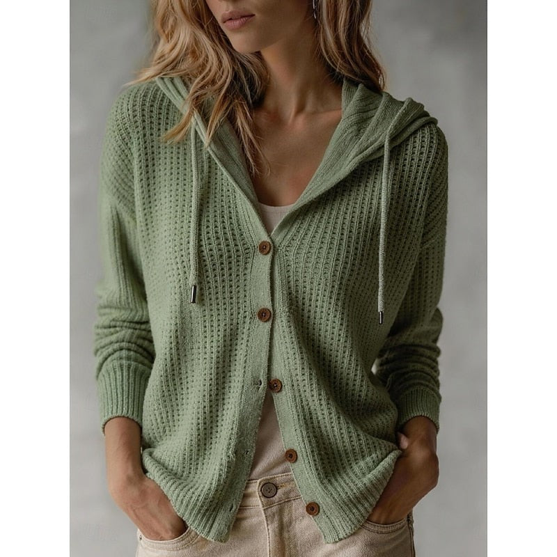Frances | Relaxed Hooded Button-Front Cardigan