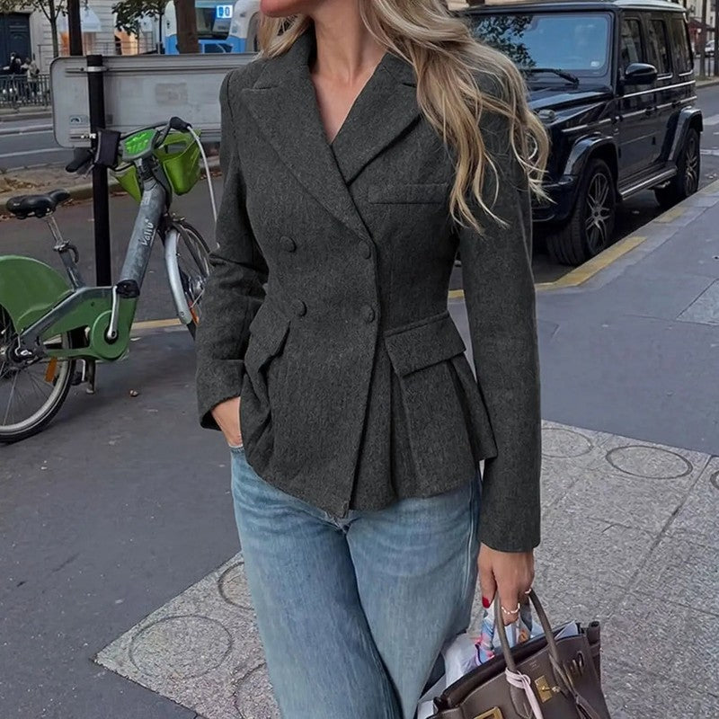 Women's Peplum Blazer | Tailored Dark Grey Jacket