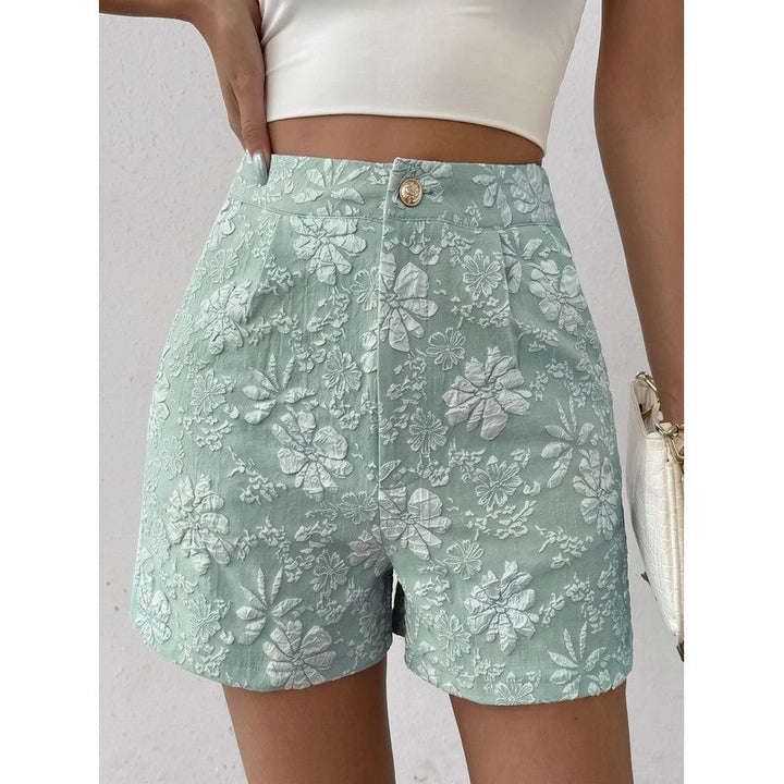 Isabelle | Short taille haute en jacquard floral