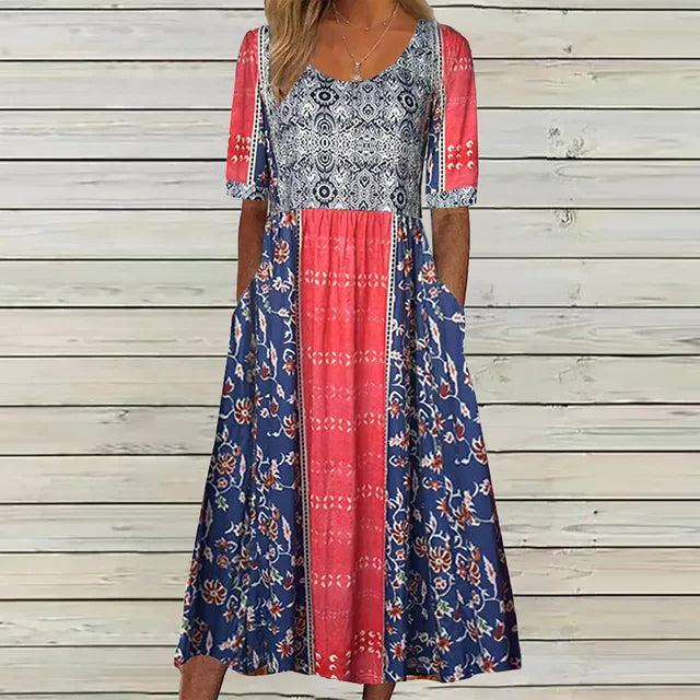 Joanna | Μίντι φόρεμα με boho μοτίβο