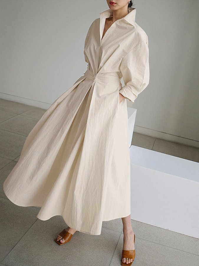 Brynn | Abito lungo elegante a trapezio con colletto da polo