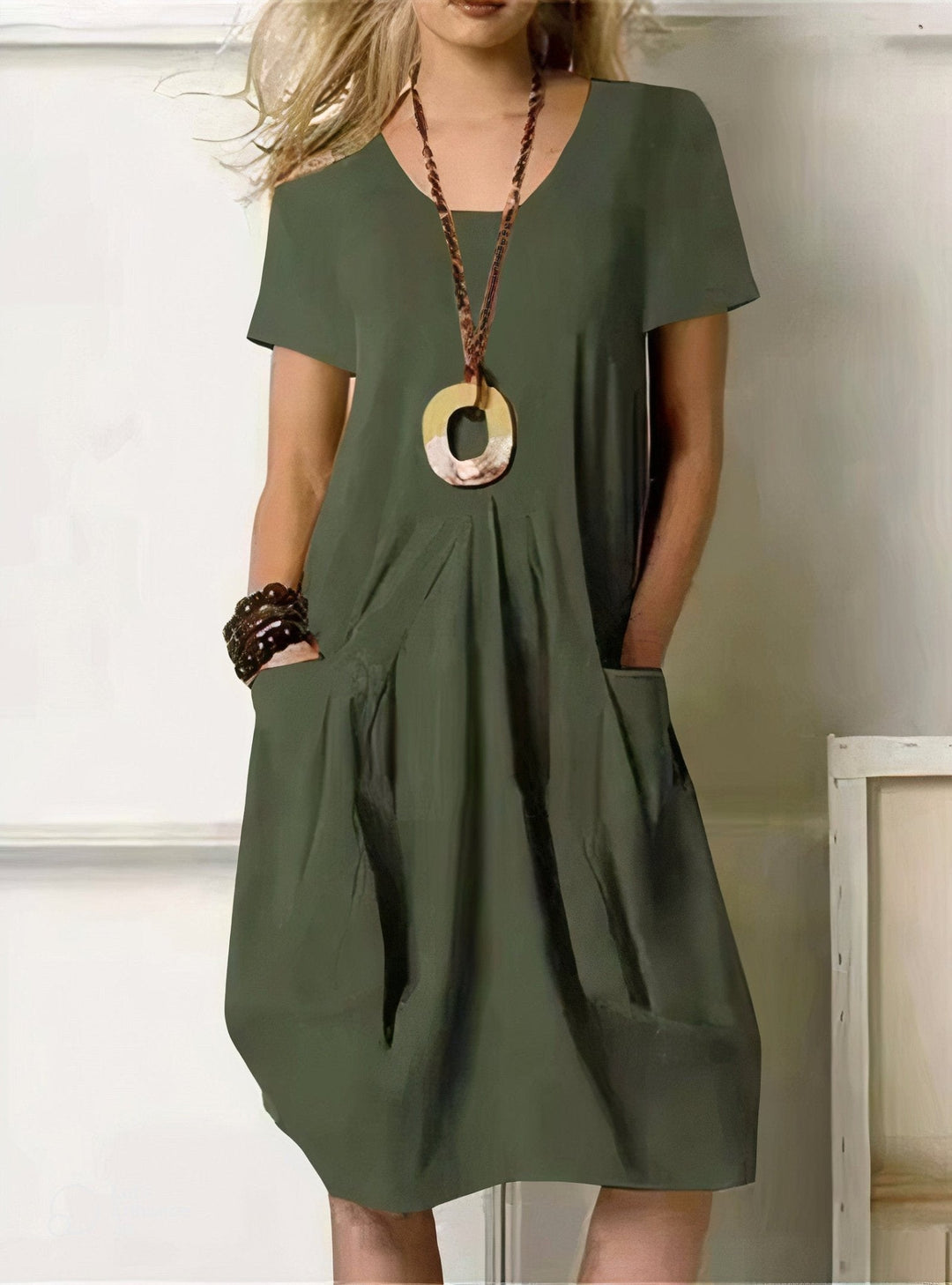Ursula | Vestido midi descontraído com bolsos