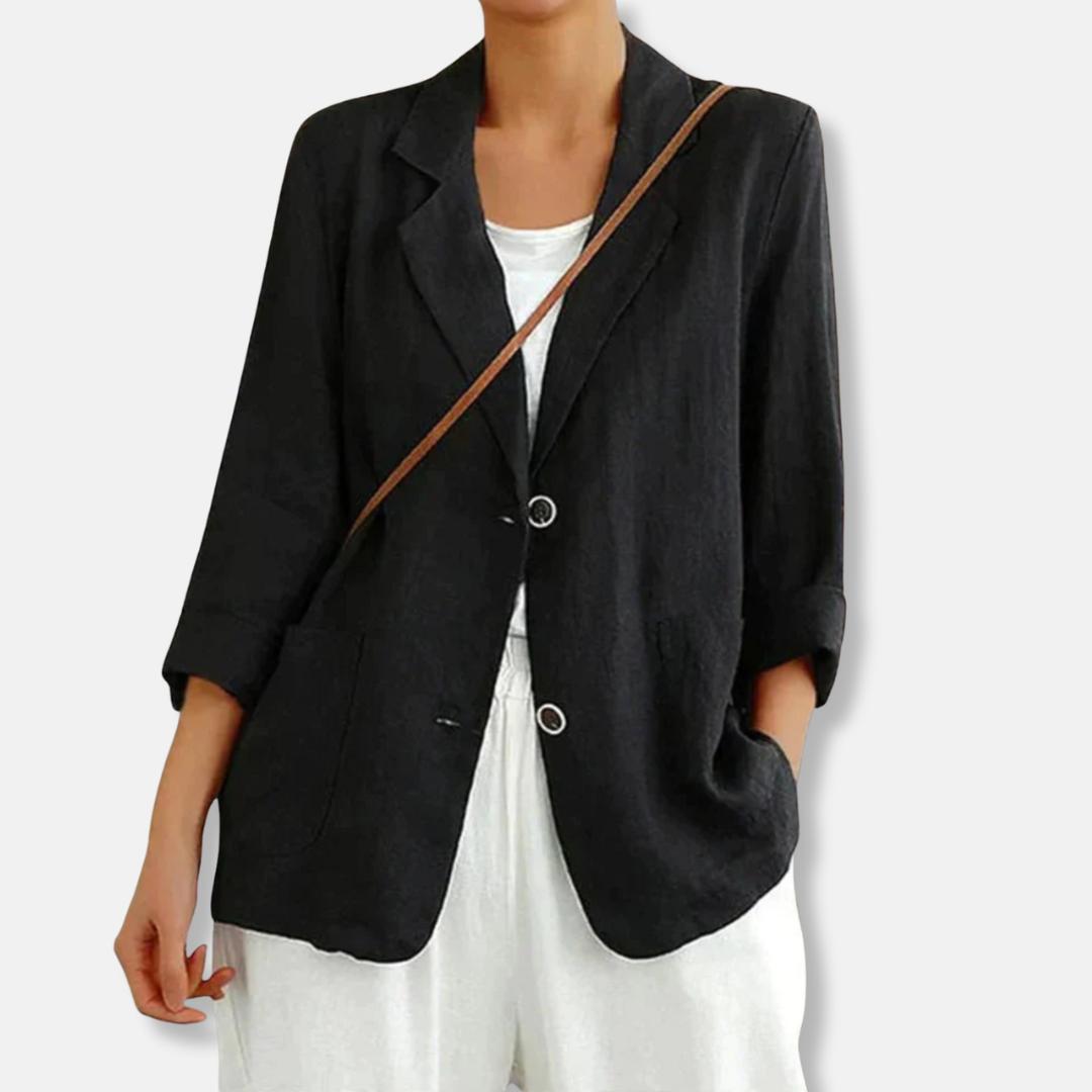 Blakely | Blazer met relaxte pasvorm en linnenmix voor moeiteloze zomerse laagjes