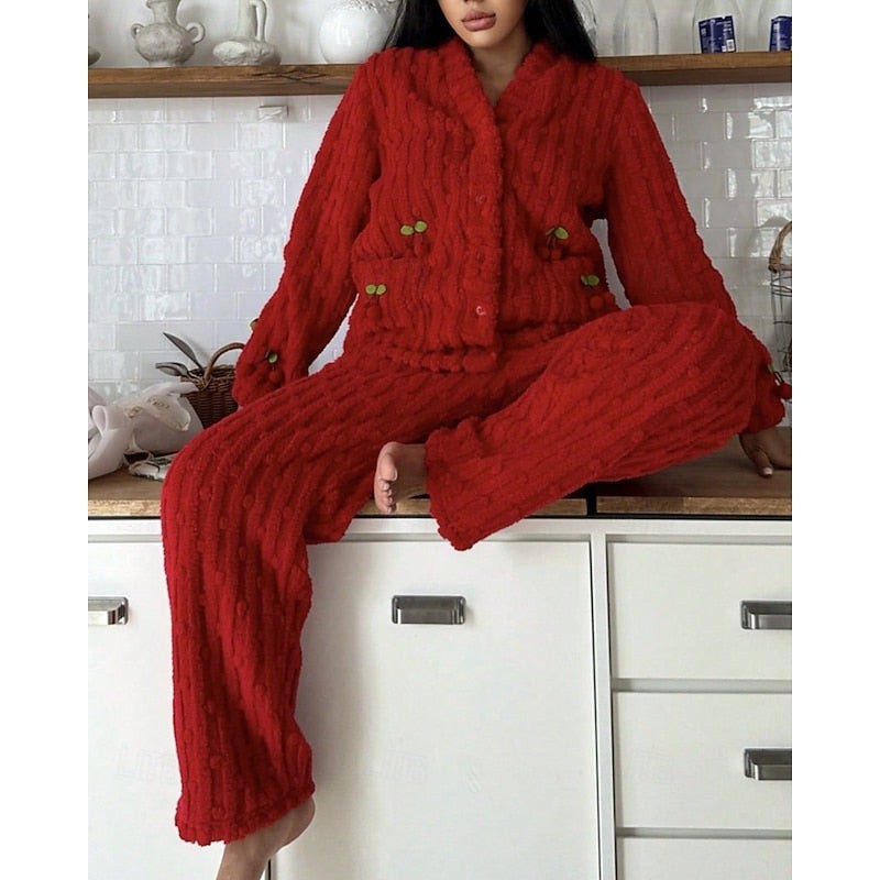 Maribel | Two-Piece Lounge Set with Cherry Appliqués