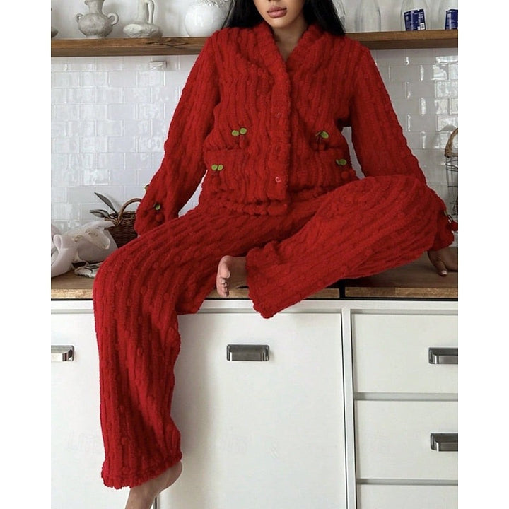 Maribel | Two-Piece Lounge Set with Cherry Appliqués