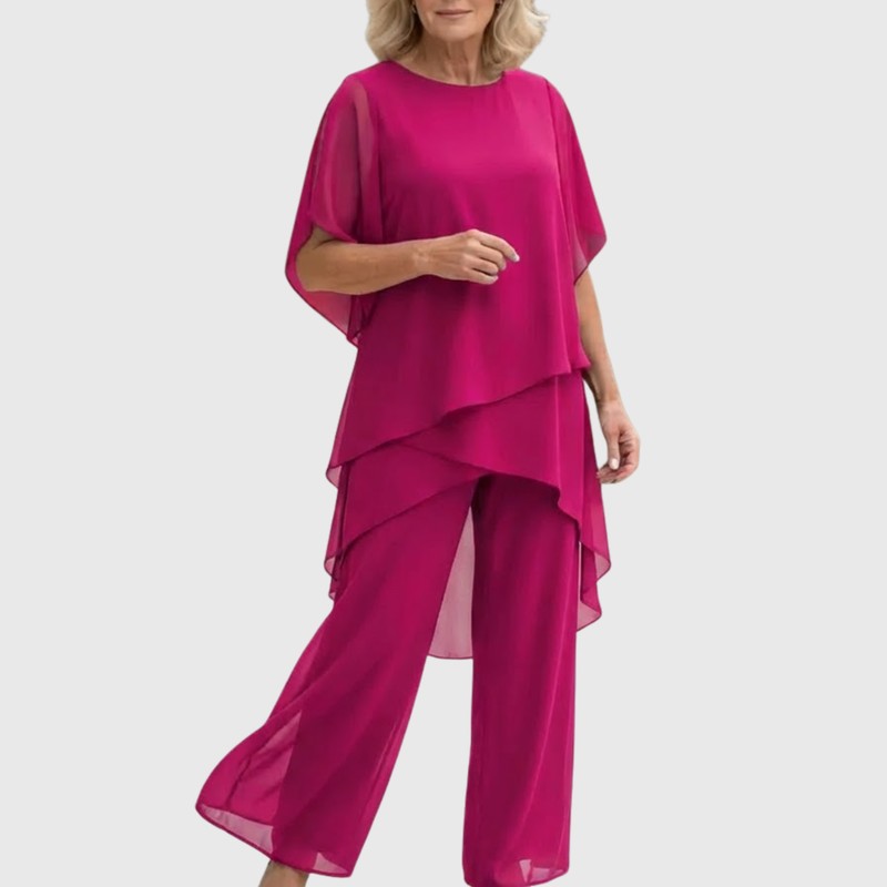 Chiara | Completo con top drappeggiato e pantaloni palazzo