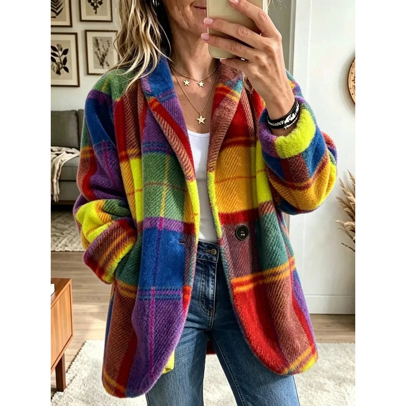 Joanne | Bold Color-Block Open Front Coat