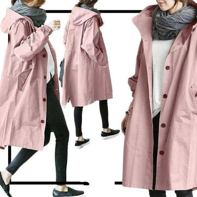 Women's Oversized Hooded Button-Front Coat